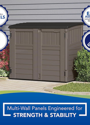 Suncast Outdoor Storage Shed for Backyard and Garden, Horizontal, 4' x 2.5', Stoney Grey - Portable Utility Deck and Cabinet for Tools, Equipment, and Garbage