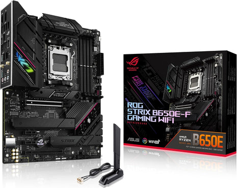 ASUS ROG Strix B650E-F Gaming WiFi AMD B650 AM5 RyzenTM Desktop 9000 8000 & 7000 ATX Motherboard, 12+2 Power Stages, DDR5, 3X M.2 Slot, PCIe 5.0, WiFi 6E, 2.5G LAN, USB 3.2 Gen 2x2 Type-C, Aura Sync