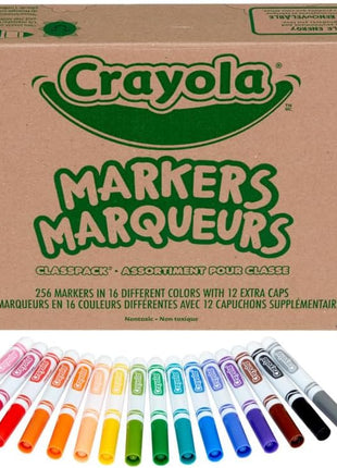 Crayola Broad Line Markers Classpack (256 Ct), Bulk Markers for Kids, Art Supplies for School, Classroom Must Haves, Preschool & Kindergarten Supplies