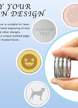 Blank Coins for Laser Engraving Blank Challenge Coins Bulk, Zinc Alloy Engraving Coin Blanks, Metal Stamping Blanks 40mm Diameter with Plastic case for DIY Crafts (Gold-10pcs)