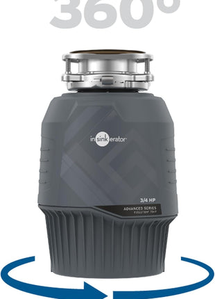 InSinkErator EVOLUTION 0.75HP 3/4 HP, Advanced Series EZ Connect Continuous Feed Food Waste Garbage Disposal, Gray