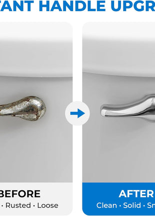 Qualihome Chrome Finish Side Mount Toilet Handle Replacement Kit, Universal Toilet Tank Flush Lever Fits Most Standard Side-Mount Toilet Tanks