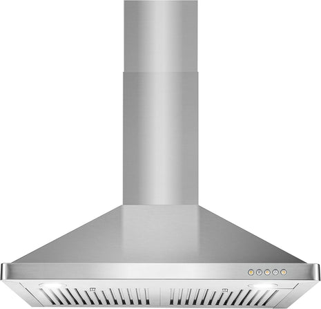 30 in. Vista Coll 380 CFM Ducted Wall Mount Range Hood LED, Stainless Steel | Cosmo COS-63175 Push Button Controls, 3 Fan Speeds, Permanent Dishwasher-Safe Baffle Filters, Backdraft Damper