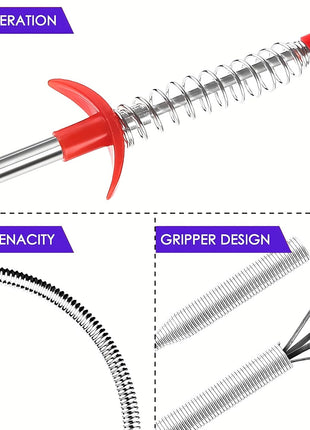 Drain Snake, Drain Clog Remover - Gutter Cleaning Tools Drain Cleaner for Toilet Sewer Shower Kitchen Bathroom Tub Clogged Drains Opener Cleaning Tool, Flexible Grabber Claw Pick Up Reacher (79 inch)