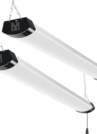 hykolity 4FT 120W LED Shop Light Linkable, 13000lm(400w Equivalent), 5000K Utility Shop Lights for Garages, Workshops, Basements, Hanging or FlushMount, Power Cord and Pull Chain, ETL, Black, 2 Pack