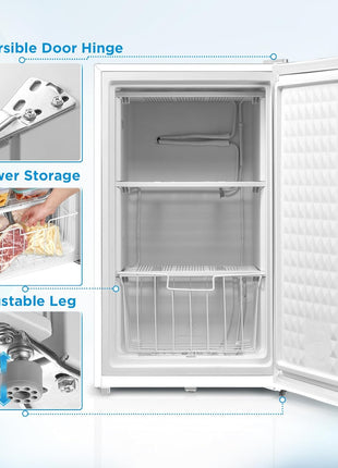 Midea MRU03M2ABB Upright Freezer, 3.0 Cubic Feet Mini Freezer, For Kitchen Apartment Office Basement or Dormitory, Black