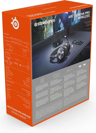 SteelSeries Arctis Nova Pro Wireless Multi-System Gaming Headset - Premium Hi-Fi Drivers - Active Noise Cancellation - Infinity Power System - Stealth Retractable Mic - PC, PS5/PS4, Switch, Mobile