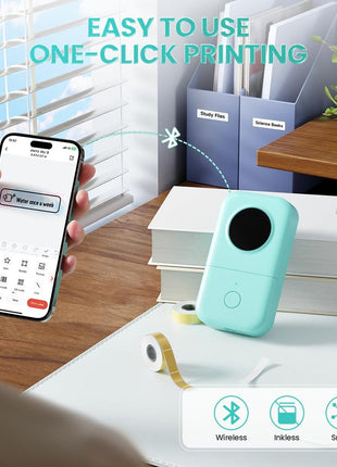 Phomemo D30 Label Maker Machine, Portable Bluetooth Mini Label Printer, Smartphone Handheld Thermal Sticker Small Labeler Multiple Templates Font Icon Inkless Custom Label for Home Kids School Items