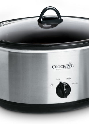 Crock-Pot 7-Quart Manual Slow Cooker, Family Size Serves 8+ People & Fits 6-lb Roast, Removable Stoneware with Warming Setting, Dishwasher Safe for Easy Cleanup, Stainless Steel