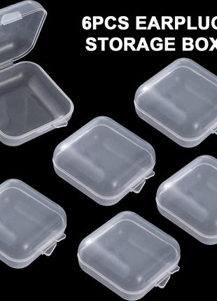 BEIQIYA 6pcs Clear Plastic Ear Plug Cases, 1.8cm Thicken Mini Jewelry Storage Cases, Small Portable Square Bead Storage Box Organizer for Earplugs Necklaces Handicrafts