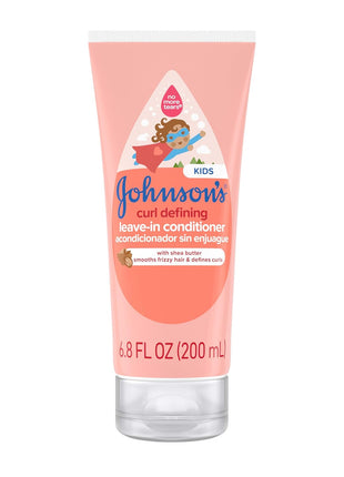 Johnson's Kids Curl Defining Leave-In Conditioner + Shea Butter, Tear-Free, Paraben-, Sulfate- & Dye-Free, Hypoallergenic & Gentle for Toddlers' Haircare, Bath Essentials, 6.8 fl. oz