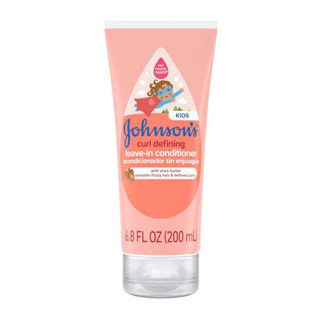 Johnson's Kids Curl Defining Leave-In Conditioner + Shea Butter, Tear-Free, Paraben-, Sulfate- & Dye-Free, Hypoallergenic & Gentle for Toddlers' Haircare, Bath Essentials, 6.8 fl. oz
