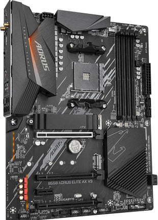GIGABYTE B550 AORUS Elite AX V3 AMD AM4 ATX Motherboard, Supports Ryzen 5000/4000/3000 Processors, DDR4, 12+2 Power Phase, 2X M.2, PCIe 4.0, WIFI6, 2.5 GbE LAN, Front USB-C, Q-Flash Plus, RGB Fusion
