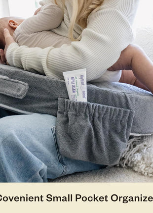 My Brest Friend Nursing Pillow - Deluxe - Enhanced Comfort w/ Slipcover - Ergonomic Breastfeeding Pillow For Ultimate Support For Mom & Baby - Adjustable Pillow W/ Handy Side Pocket, Evening Grey