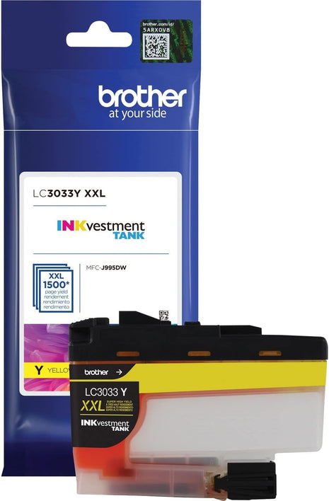 Brother Genuine LC3033Y, Single Pack Super High-Yield Yellow INKvestment Tank Ink Cartridge, Page Yield Up to 1,500 Pages, LC3033, Amazon Dash Replenishment Cartridge