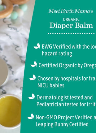 Earth Mama Organic Diaper Balm 2-Ounce | Diaper Cream for Baby | EWG Verified, Petroleum & Artificial Fragrance-Free with Calendula for Sensitive Skin (2-Pack)