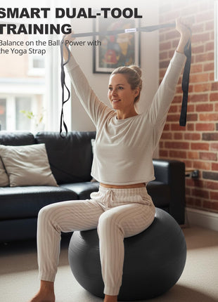 Trideer Yoga Ball for Exercise, Pregnancy & Birthing, 5 Sizes Exercise Ball for Physical Therapy, Stability, Fitness, Quick Pump Included