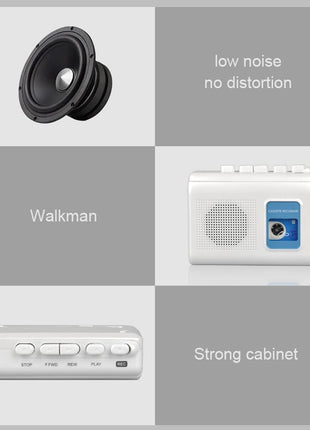 TOMASHI Portable Cassette Player Tape Recorder with Built-in Speaker,Microphone,Headphone Jack-, 4.57 x 3.54 x 1.38inch