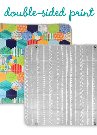 Infantino Foldable Foam Play Mat Reversible 57x57 in, Multicolor | Reversible design with two sides to play, Lightweight & portable, Water-resistant & wipeable, Folds flat for easy storage