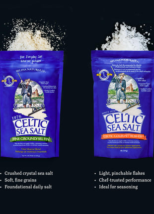 Fine Ground Celtic Sea Salt  - 16 Ounce (Pack of 1) Resealable Bag of Nutritious, Classic Sea Salt, Great for Cooking, Baking, Pickling, Finishing and More, Pantry-Friendly, Gluten-Free