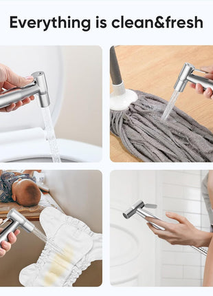 Arofa Handheld Toilet Bidet Sprayer for Toilet-Adjustable Water Pressure Control with Bidet Hose for Feminine Wash, Stainless Steel Brushed Nickel Bidet Faucet Cloth Diaper for Baby Wash