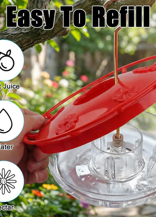 FEED GARDEN Hummingbird Feeders for Outdoors, 2 Pack 16oz Leak-Proof Disc Feeder with Built-in Ant Moat, 5 Feeding Ports, Wide Mouth Easy Clean, BPA-Free Plastic for Garden Patio Backyard