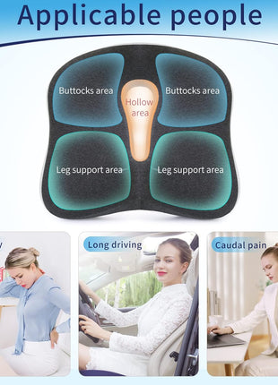 Memory Foam Seat Chair Cushion for Relieves Back Sciatica Pain Tailbone Pain Coccyx Degenerating Disc Orthopedic Osteoarthritis Prostate Cushion Low Back Pain Cushion Hip Shaping (Dark Gray)