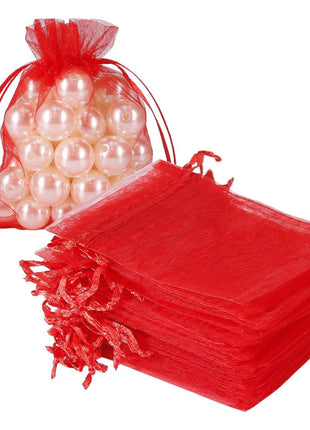 HRX Package 100pcs White Organza Jewelry Bags Drawstring 3 x 4 inch, Little Mesh Gift Pouches Mini Candy Bags for Small Presents Jewelry Earrings