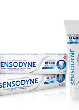 Sensodyne Repair and Protect Whitening Toothpaste, Toothpaste for Sensitive Teeth and Cavity Prevention, 3.4 oz (Pack of 2)