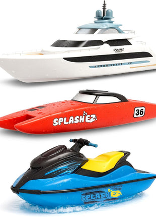 SplashEZ Boat Toys for Toddlers & Kids, Mold Free Bath & Pool Toys No Hole | Floating Toy Boats for Bathtub, Shower, Pool, Boys & Girls, Ages 4-8