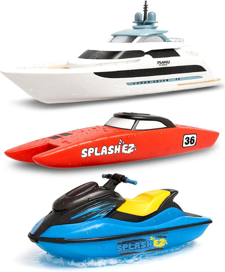 SplashEZ Boat Toys for Toddlers & Kids, Mold Free Bath & Pool Toys No Hole | Floating Toy Boats for Bathtub, Shower, Pool, Boys & Girls, Ages 4-8