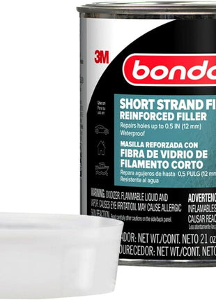 3M Bondo Short Strand Fiberglass Reinforced Filler 1.37 LB (621 g) with Bondo Cream Hardener 0.5 oz (14g), Repair Holes Up To 0.5 IN, Waterproof (SS-PT-ES)
