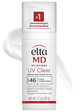 EltaMD UV Clear Face Sunscreen SPF 46, Oil Free for Face with Zinc Oxide, Dermatologist Recommended Sunscreen Lotion, For Acne-Prone Sensitive Skin, 1.7 oz Pump
