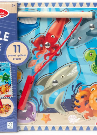 Melissa & Doug Magnetic Wooden Fishing Game and Puzzle with Wooden Ocean Animal Magnets