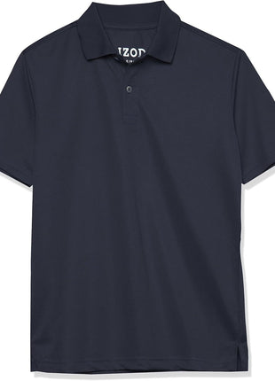 IZOD boys School Uniform Performance Short Sleeve Solid Polo Shirt, Navy, 10 12 US