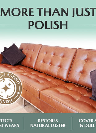Furniture Salve for Leather - Polisher, Moisturizer, and Restorer for Couches and Furniture - Conditioner for Leather, Wood, and Vinyl - Repair Salve with Brush - 4oz