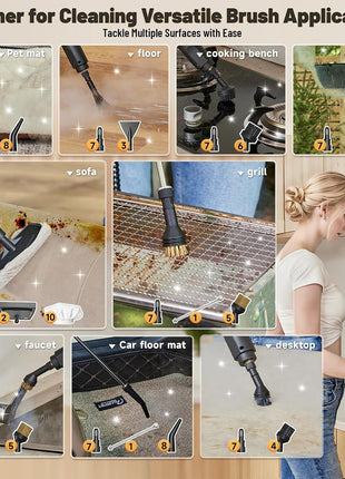 Gautye Steam Cleaner, 3 Level Adjustable Handle, 15s Heat Up, 1.69 Quarts Tank, Portable Steamer for Cleaning with 15 pcs Accessories, Steam Cleaner for Home for Dirt, Grease, Grout, Tile,Floor, Car