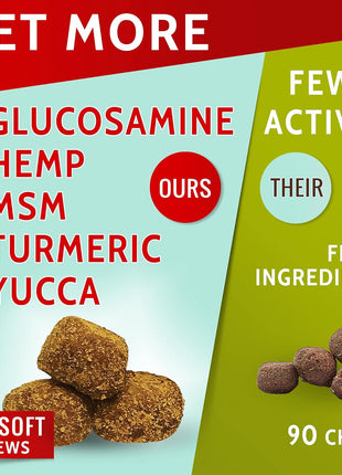 Hemp + Glucosamine + Fish Oil Omega for Dogs 3 Bundle - Hip & Joint Supplement + Allergy Relief - w/Hemp Oil Chondroitin MSM Turmeric + EPA & DHA Fatty Acids - 240 Chews - Made in USA