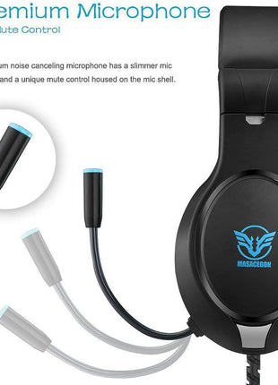 Masacegon Gaming Headset for PC,Gaming Headphone Compatible with Xboxone,PS4,Nintendo Switch,3.5mm Over-Ear Headphones with Noise Canceling Feature