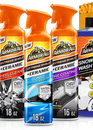 Armor All Ultimate Car Detailing Kit, Includes Car Wash, Glass Cleaner, Tire Cleaner, Microfiber Accessories (9 Piece Kit)