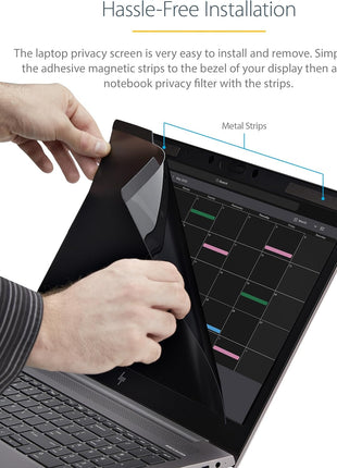 StarTech.com Laptop Privacy Screen for 15.6 inch Notebook - Magnetic Removable Laptop Display Security Filter - Blue Light Reducing Screen Protector - 16:9 - Matte/Glossy - +/-30 Degree, TAA