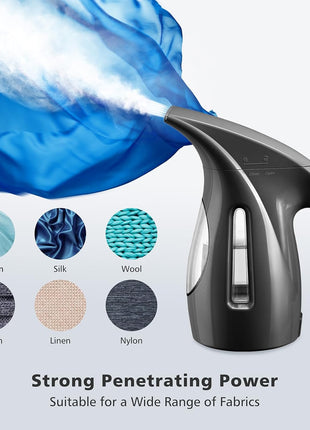 HiLIFE Steamer for Clothes, Portable Handheld Design, 240ml Big Capacity, 700W, Strong Penetrating Steam, Removes Wrinkle, for Home, Office(ONLY FOR 120V)-Black