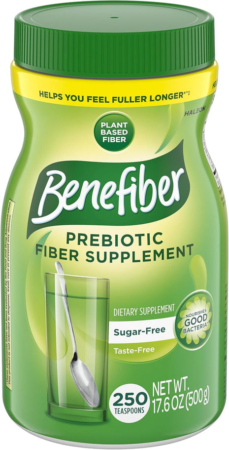 Benefiber Daily Prebiotic Fiber Supplement Powder for Digestive Health, Unflavored   125 Servings (17.6 Ounces)
