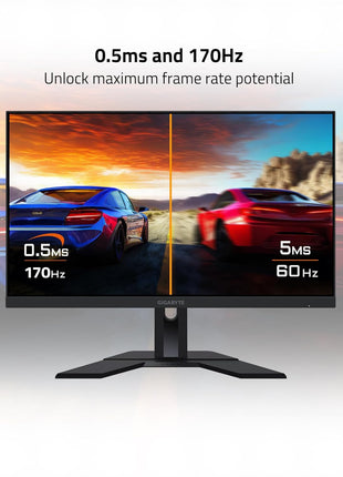 GIGABYTE M27Q 27" 165Hz 1440P -KVM Gaming Monitor, 2560 x 1440 SS IPS Display, 0.5ms (MPRT) Response Time, 92% DCI-P3, HDR Ready, FreeSync Premium, 1x Display Port 1.2, 2X HDMI 2.0, 2X USB 3.0