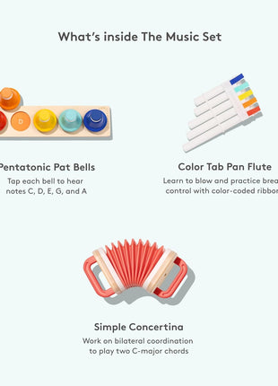 LOVEVERY | The Music Set | 6 Montessori Musical Instruments & Rhythm Book | Educational Toys for Toddlers & Preschoolers | Simple Songs and Play Guide | Ages 18 Months to 4+ Years