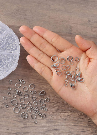 Mr. Pen- Open Jump Rings, Silver, 1014 pcs, 6 Sizes Open Jump Rings for Jewelry Making, Silver Jump Rings and Lobster Clasps