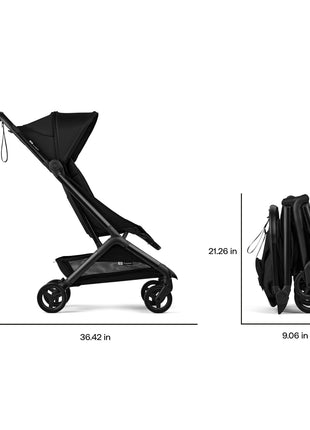 Bugaboo Butterfly 2 Ultra-Compact Travel Stroller One-Second Fold | Airplane carry-on approved, reclining seat, suspension wheels, adjustable footrest, Black