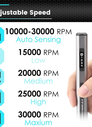 AM ARROWMAX Smart Engraving Pen, HollowCup Motor, 42 Bits with Aluminum Case, OLED, Magnetic Charge, Mini Electric Engraving Tool for Metal, Wood, Glass and Plastic (SGS PRO)
