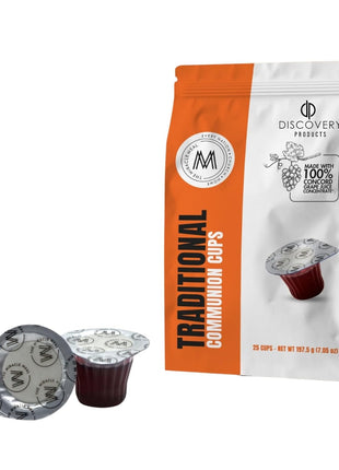 Travel Pack - Pre-Filled Traditional Communion Cup - Bag of 25 with Wafer and 100% Concord Grape Juice