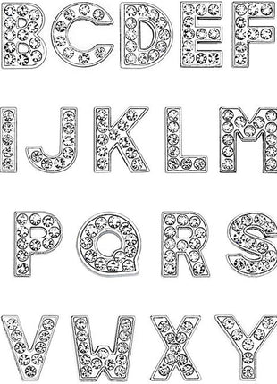 52 PCS A-Z Full Rhinestones Charms 8mm Letters for Hair ClipsSlide Alphabet,Hair Clips,Jewelry Making Charms,Crystal Letters(52 PCS Silver)